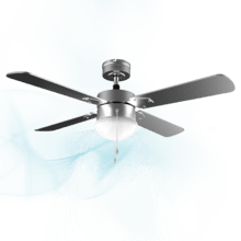 EnergySilence Aero 450 Ventoinha de teto com de 50 W, Baixo consumo, 106 cm Diâmetro, Luz, 4 pás reversíveis, 3 Velocidades e Função Inverno, Acabamento em aço/branco