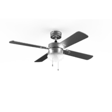 EnergySilence Aero 450 Ventoinha de teto com de 50 W, Baixo consumo, 106 cm Diâmetro, Luz, 4 pás reversíveis, 3 Velocidades e Função Inverno, Acabamento em aço/branco