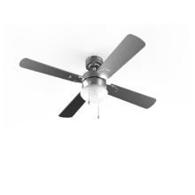 EnergySilence Aero 450 Ventoinha de teto com de 50 W, Baixo consumo, 106 cm Diâmetro, Luz, 4 pás reversíveis, 3 Velocidades e Função Inverno, Acabamento em aço/branco