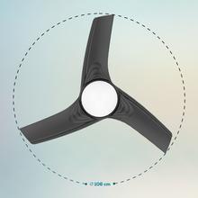 EnergySilence Aero 470. Ventilador de Techo con Mando a Distancia, Temporizador y Luz LED, 49 W, 106 cm de Diámetro, 3 Aspas, 3 Velocidades, Función Invierno, Gris Marengo