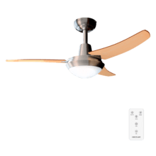 Ventilador de Techo con Mando a Distancia y Luz EnergySilence Aero 480. 65 W, 106 cm de Diámetro, 3 Aspas Reversibles, 3 Velocidades, Acabado en Madera Nogal/Haya
