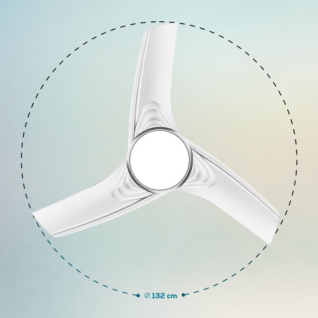 EnergySilence Aero 550. Ventilador de Techo con Mando a Distancia, Temporizador y Luz LED, 132 cm de Diámetro, 60 W, 3 Aspas, 3 Velocidades, Función Invierno, Diseño en blanco