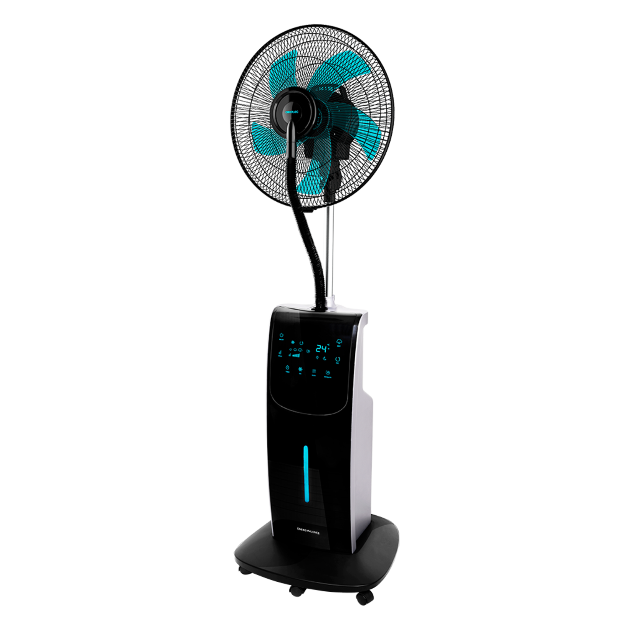 EnergySilence 790 FreshEssence Ionic ventilateur-nébuliseur numérique avec fonction Ionisante, diffuseur d’arômes et anti-moustiques, 5 pales, 90 W, 3 vitesses, minuterie 12 h et réservoir de 3,1 L.
