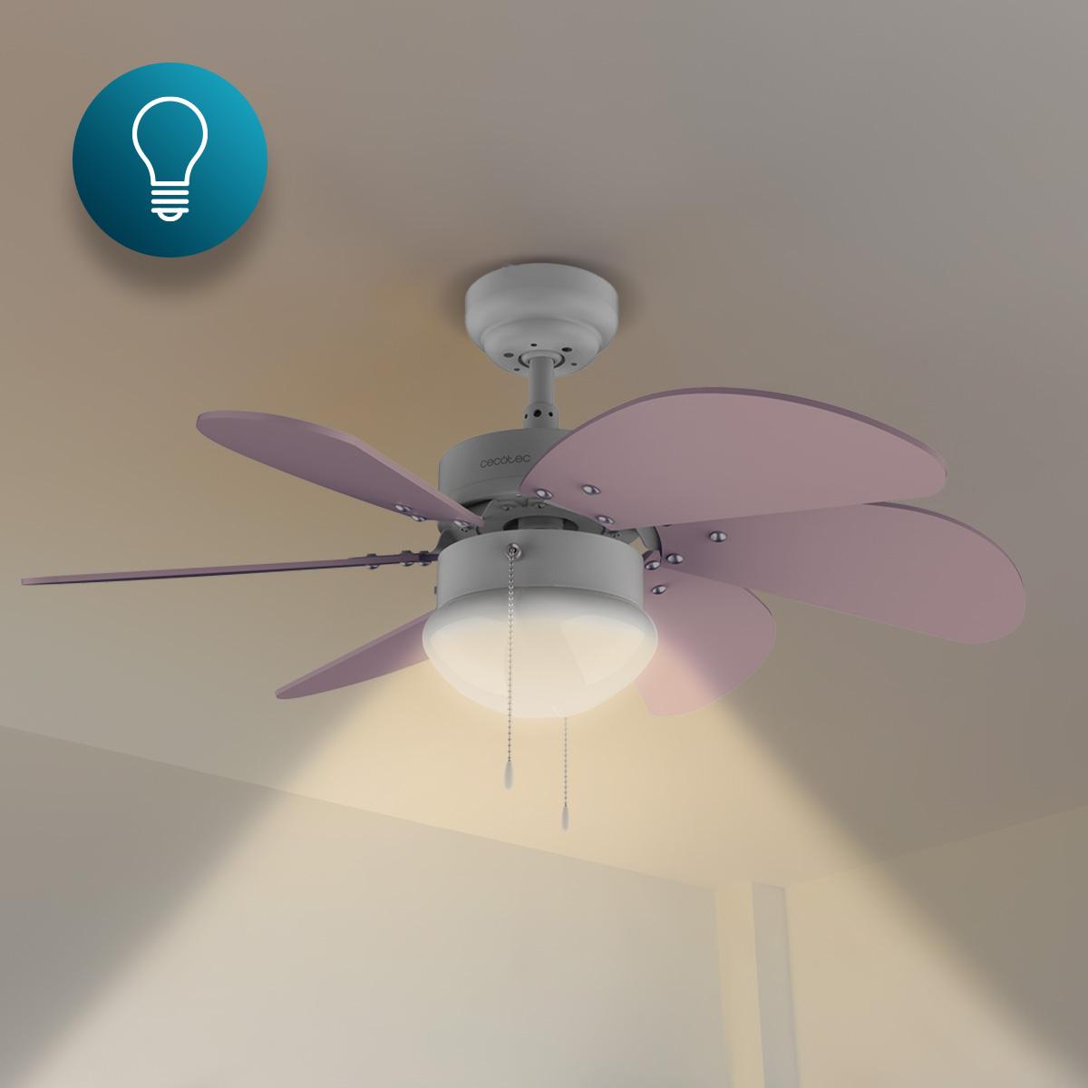 Ventilador de techo Cecotec EnergySilence Aero 3600 Vision Purple con lámpara