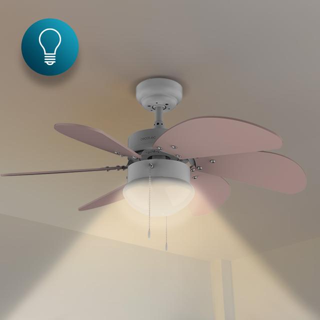 Ventilador de techo CECOTEC EnergySilence Aero 3600 Vision Nude con lámpara encendida
