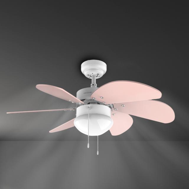 EnergySilence 3600 Vision Nude. Ventoinha de teto de 50 W, diâmetro 91 x 37 cm, lâmpada, 3 velocidades, 6 pás reversíveis, função verão/inverno, Interruptor de comutação, branco/nude
