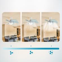 EnergySilence 3600 Vision Sky. Ventilador de techo de 50 W, Diámetro 92 cm, Lámpara, 3 Velocidades, 6 Aspas reversibles, Función Verano/Invierno, Interruptor de Cadena, Blanco/Azul