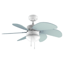 EnergySilence 3600 Vision Sky. Ventilador de techo de 50 W, Diámetro 92 cm, Lámpara, 3 Velocidades, 6 Aspas reversibles, Función Verano/Invierno, Interruptor de Cadena, Blanco/Azul