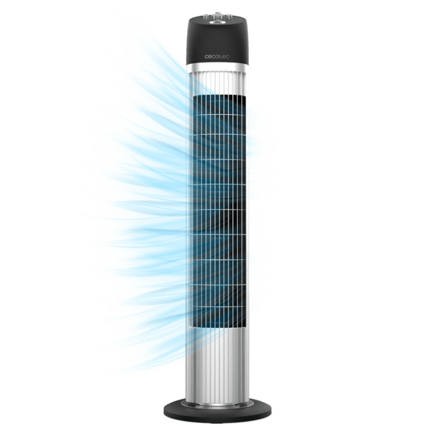 EnergySilence 850 Skyline. Ventilador de Torre con Temporizador, 45 W, Altura 33", Motor de cobre, 3 Velocidades, Oscilación automática de 70 grados, Asa trasera