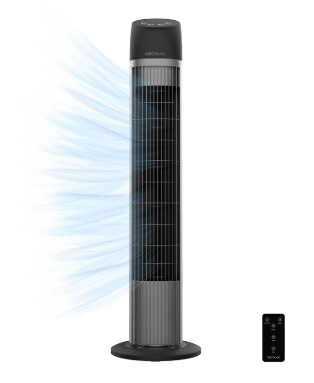 EnergySilence 7049 SkyLine Control. Ventilador de Torre con Mando a Distancia y Temporizador, 45 W, Altura 33", Motor de cobre, 3 Velocidades y Oscilación.