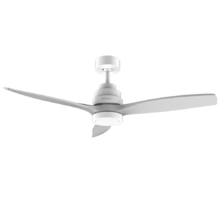 EnergySilence Aero 5200 White Design. Ventilador de Techo con Mando a Distancia y Temporizador, 40W, Diámetro 132 cm, Motor DC, Luz LED, 6 Velocidades, Función invierno, Blanco/Aspas Grises