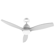 EnergySilence Aero 5200 White Design. Ventoinha de teto com controlo remoto e temporizador, 40W, diâmetro 132 cm, motor DC, luz LED, 6 velocidades, função Inverno, branco/pás cinzentas