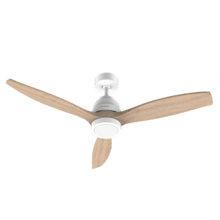 EnergySilence Aero 5250 White Design. Ventilador de Techo con Mando a Distancia y Temporizador, 40 W, Diámetro 132 cm, Motor DC, Luz LED, 6 Velocidades, Función invierno, Blanco/Aspas Madera