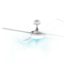 Ventilatore da soffitto con telecomando, timer e luce LED EnergySilence Aero 5200 White Line. 60 W, motore in rame, 52", 4 pale, 3 velocità, funzione invernale