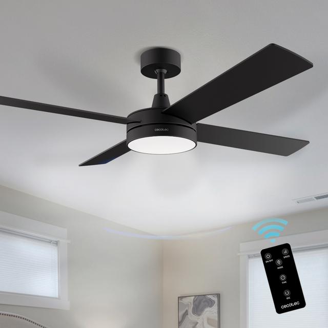 Ventilateur de plafond EnergySilence Aero 5200 Line avec télécommande, minuterie et lampe LED. 60 W, moteur en cuivre, 52", 4 pales, 3 vitesses et fonction Hiver (noir)