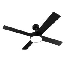 Ventilatore da soffitto con telecomando, timer e luce LED EnergySilence Aero 5200 Line. 60 W, motore in rame, 52", 4 pale, 3 velocità, funzione invernale (nero)