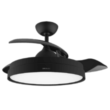 Ventilateur de plafond avec pales rétractables et lampe EnergySilence Aero 4280 Invisible Black. 40 W, 106 cm de diamètre (42"), minuterie, 3 teintes de lumière et fonctions Été/Hiver.