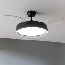 EnergySilence Aero 4280 Invisible Black. Ventilador de Techo con Aspas Retráctiles y Lámpara, 40 W, Diámetro 42" (106cm), Temporizador, 3 Tonos de Luz, Función Verano-Invierno