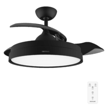 Ventilateur de plafond avec pales rétractables et lampe EnergySilence Aero 4280 Invisible Black. 40 W, 106 cm de diamètre (42"), minuterie, 3 teintes de lumière et fonctions Été/Hiver.