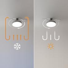 Ventilatore da soffitto con pale a scomparsa e lampada 40 W, Diametro 42" (106 cm), Timer, 3 tonalità di luce, funzione estate-inverno