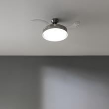 EnergySilence Aero 4280 Invisible Steel. Ventoinha de teto com lâminas retráteis e lâmpada, 40 W, diâmetro 42" (106 cm), temporizador, 3 tonalidades de luz, função Verão-Inverno