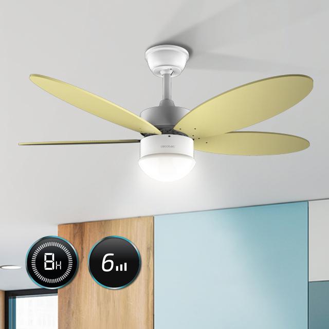 Ventilatore da soffitto EnergySilence Aero 4260 SunLight 40 W con motore DC e 42" con luce LED, telecomando, timer, 6 velocità e 5 pale reversibili.