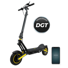 Bongo GS50 XXL Connected Patinete eléctrico con base ultrawide, doble suspensión, potencia máxima de 800W y neumáticos de 10" que permite desplazarse cómodamente por cualquier superficie. Con autonomía de hasta 50 km. Cumple con todos los requisitos de la normativa española de circulación. (DGT)