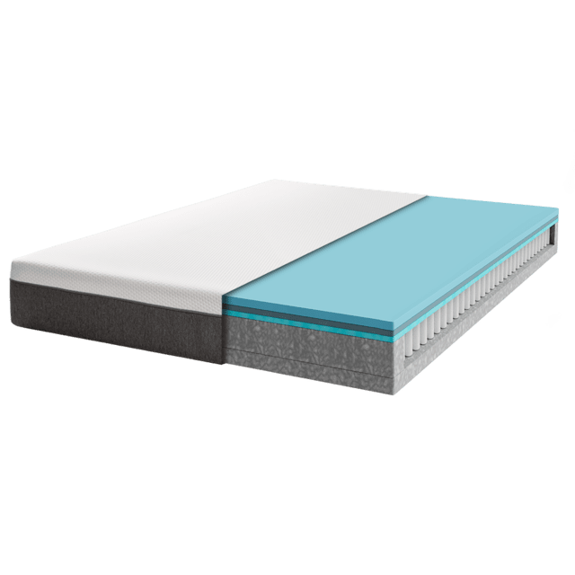 Viscoelastico e sfoderabile Flow Hybrid 80x190. Materasso viscoelastico alto 25 cm con nucleo a molle insacchettate SpringCore e 4 strati per una compattezza medio-alta e tecnologie SeparateMuv, MorphoAdapt, Fresh & EasyClean.