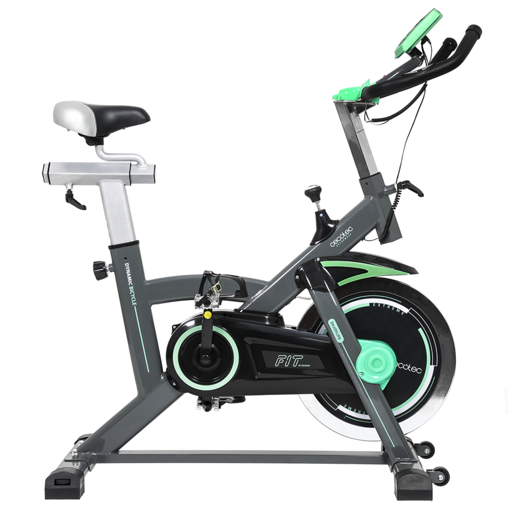 Bicicleta Spinning Estática con Volante de Inercia de 20 Kg Extreme 20. Sistema Silence Fit, Pulsómetro, Manillar y Sillín Regulable, Pantalla LCD, Ruedas, Peso máximo 120 Kg