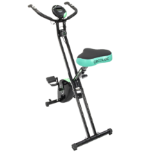 Bicicleta Estática Dobrável com volante de inércia de 2,5 kg X-Bike. Sistema Silence Fit, Ergonómico, Guiador e selim ajustáveis, Monitor do ritmo cardíaco, Ecrã LCD, Rodas, Peso máximo 100 kg