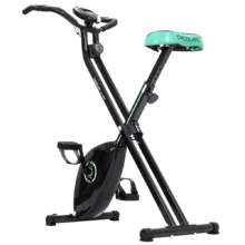 Bicicleta Estática Dobrável com volante de inércia de 2,5 kg X-Bike. Sistema Silence Fit, Ergonómico, Guiador e selim ajustáveis, Monitor do ritmo cardíaco, Ecrã LCD, Rodas, Peso máximo 100 kg