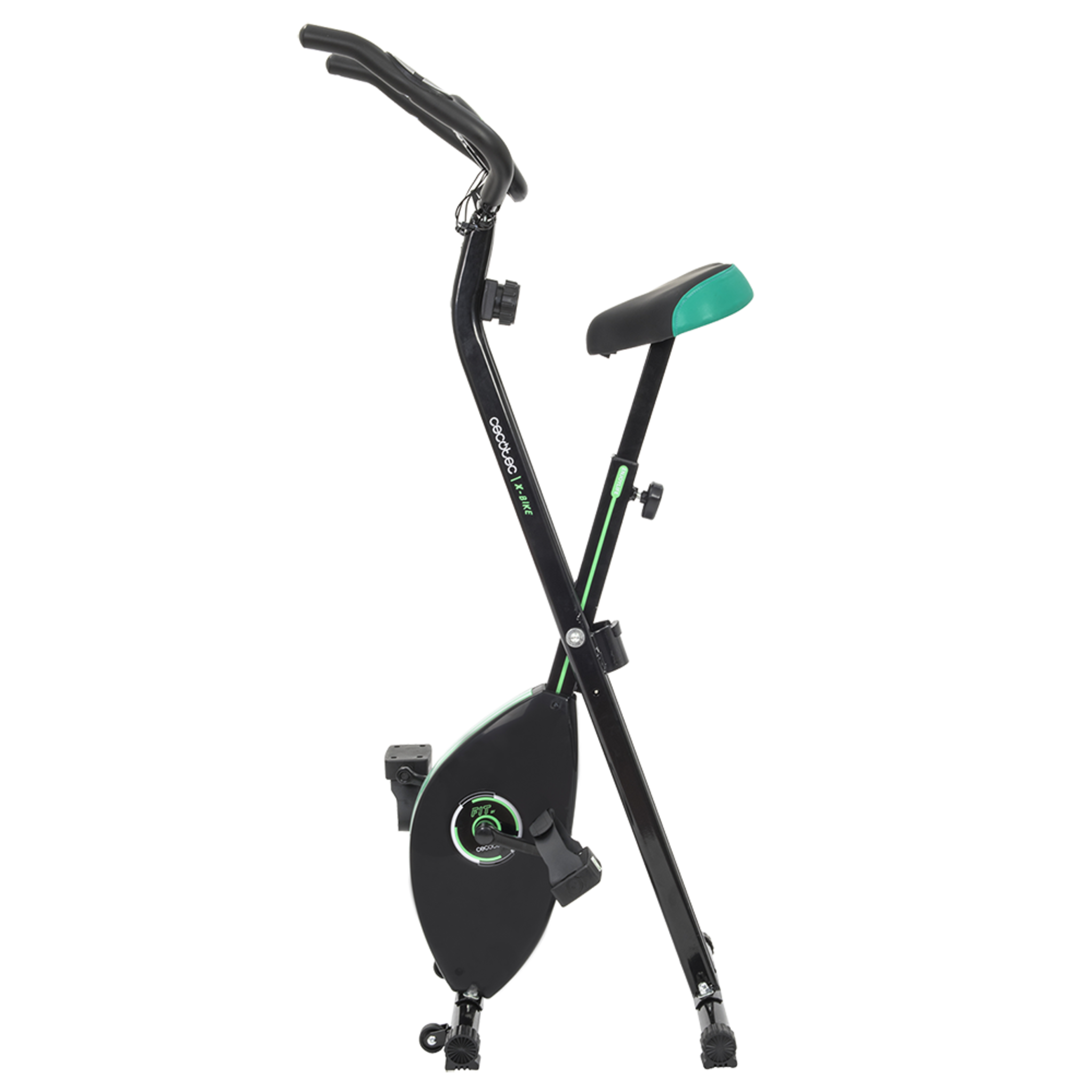 Bicicleta Estática Plegable con Volante de Inercia de 2,5 Kg X-Bike. Sistema Silence Fit, Ergonómica, Manillar y Sillín Regulable, Pulsómetro, Pantalla LCD, Ruedas, Peso máximo 100 Kg