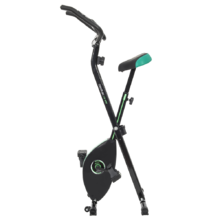 Vélo d’appartement pliable avec un volant d'inertie de 2,5 kg X-Bike. Silence Fit System, ergonomique, guidon et selle réglables, cardiofréquencemètre, écran LCD, roues, poids maximum 100 Kg.