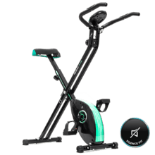 Bicicleta Estática Dobrável com volante de inércia de 2,5 kg X-Bike. Sistema Silence Fit, Ergonómico, Guiador e selim ajustáveis, Monitor do ritmo cardíaco, Ecrã LCD, Rodas, Peso máximo 100 kg