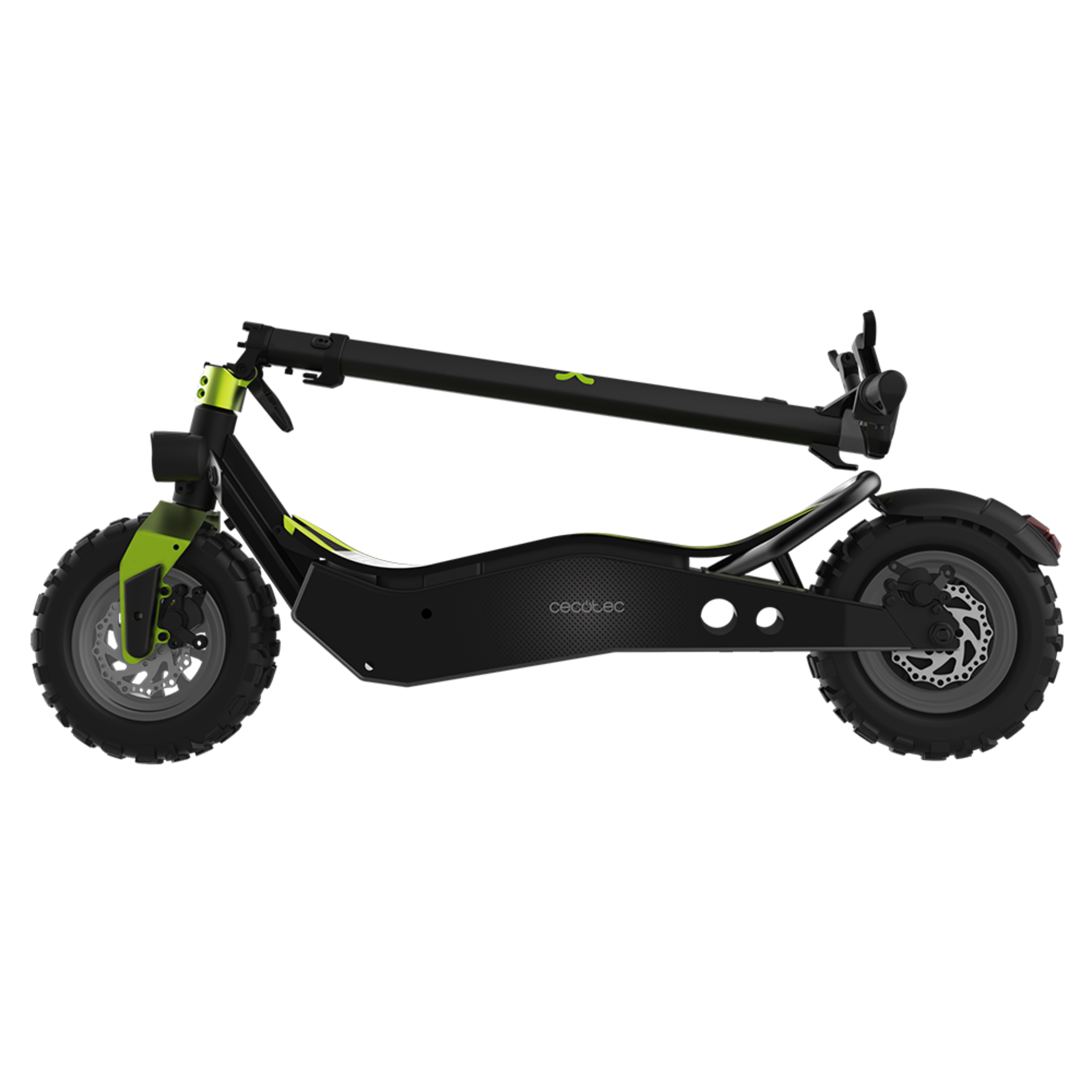 Trottinette électrique Bongo Série Z Off Road Green. Puissance maximale de 1100 W, batterie extractible, autonomie illimitée jusqu'à 40 km, traction arrière et roues anti-crevaison de 12”