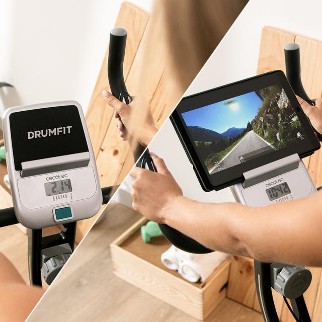 Pantalla LCD y soporte para tablet de la CECOTEC DrumFit X-Bike Neo Pro