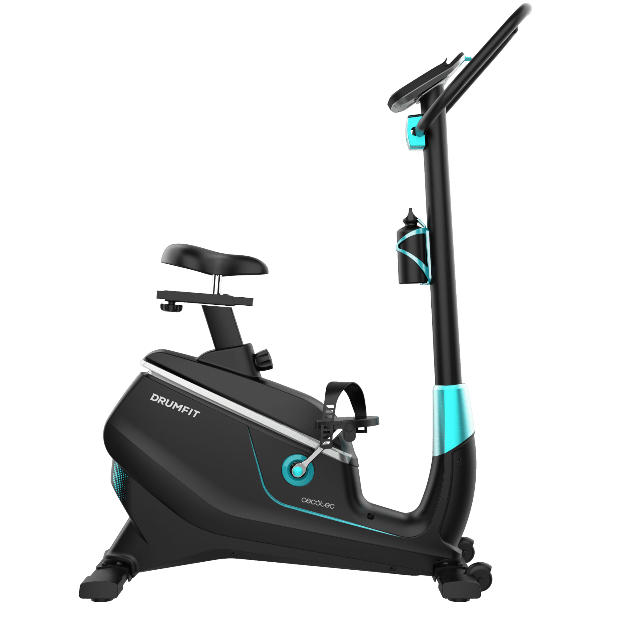 Bicicleta Estática DrumFit Cycle 9000 Talos Pro. Resistencia Magnética regulable con Motor, Manillar con sensor de frecuencia cardíaca, Sillín regulable, Soporte para dispositivos, Ruedas