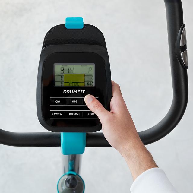 DrumFit Cycle 9000 Talos Pro Heimtrainer. Einstellbarer magnetischer Widerstand mit Motor, Lenker mit Herzfrequenzsensor, verstellbarer Sattel, Gerätehalterung, Räder