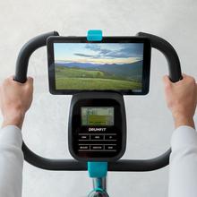 DrumFit Cycle 9000 Talos Pro Heimtrainer. Einstellbarer magnetischer Widerstand mit Motor, Lenker mit Herzfrequenzsensor, verstellbarer Sattel, Gerätehalterung, Räder