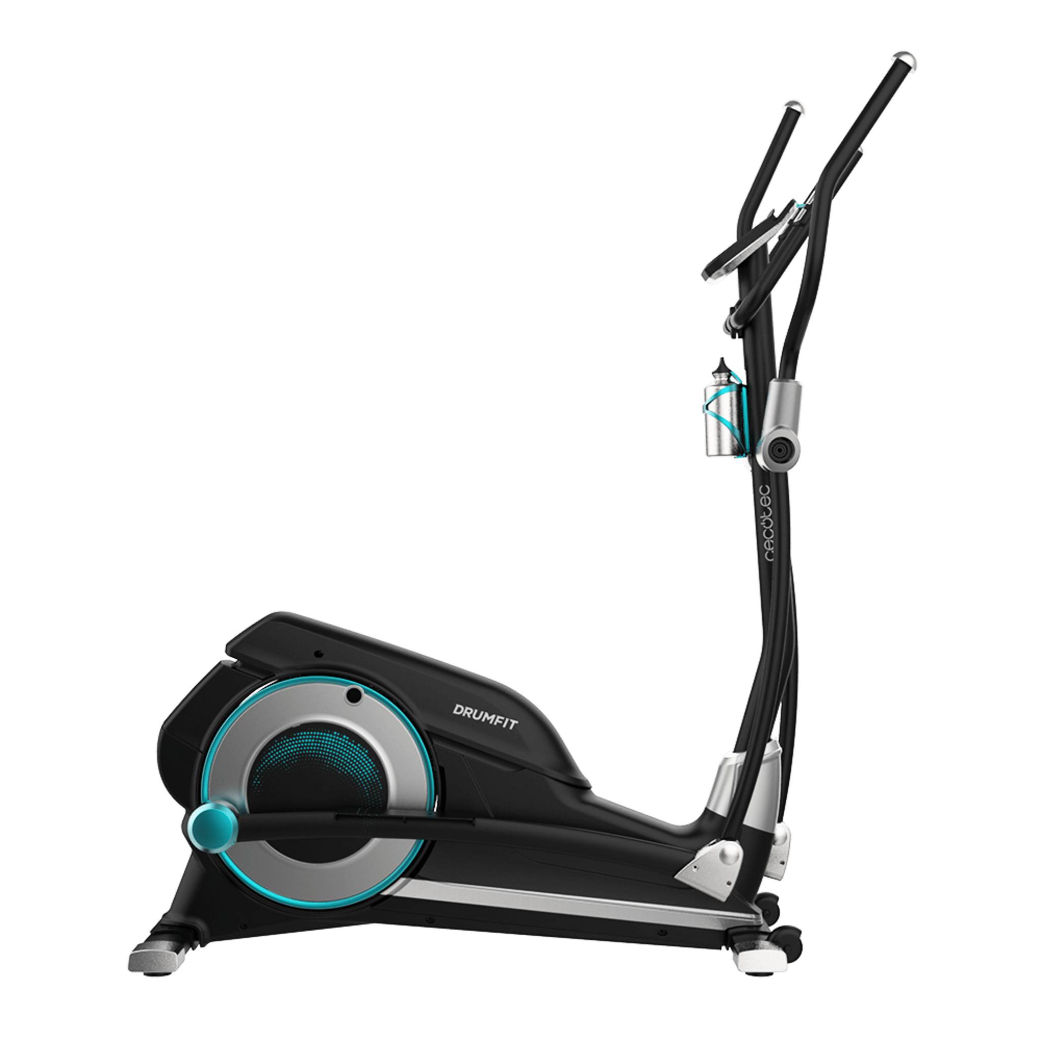 Cyclette ellittica DrumFit Elliptical 9000 Eir Pro. Resistenza magnetica regolabile con motore, monitor LCD con supporto per dispositivi, ruote di trasporto, borraccia e portaborraccia