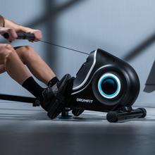 DrumFit Rower 7000 Regatta. ‌Máquina de remo dovrábel com Resistência magnética, 10 níveis, Volante de inércia 7 kg, Deslizamento silencioso, Ecrã LCD, Apoio para os pés e as rodas