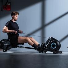 Rameur pliable DrumFit Rower 7000 Regatta. Résistance magnétique, 10 niveaux, volant d'inertie de 7 kg, glissement silencieux, écran LCD, repose-pieds et roues.