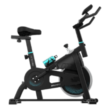 Bicicleta indoor DrumFit Indoor 10000 Teseo con volante de inercia de 10 kg, resistencia manual, monitor LCD, soporte de dispositivos, pulsómetro integrado en el manillar, botella y portabotellas.