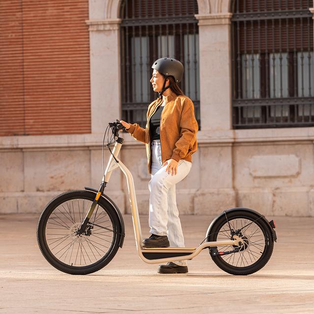 Bicinete Urban Bicinete eléctrico con motor de 1000 W (500 W nominal) y autonomía de 50 km. Rueda trasera de 20" y delantera de 26". Cumple con todos los requisitos de la nueva normativa española de circulación.