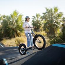 ‌Trotón Fat Footbike elétrica com motor de 1300 W (1000 W nominal) e com autonomia de 60 km. Roda Fat traseira de 20" e roda dianteira de 26". Cumpre todos os requisitos da nova regulamentação espanhola de trânsito rodoviário.