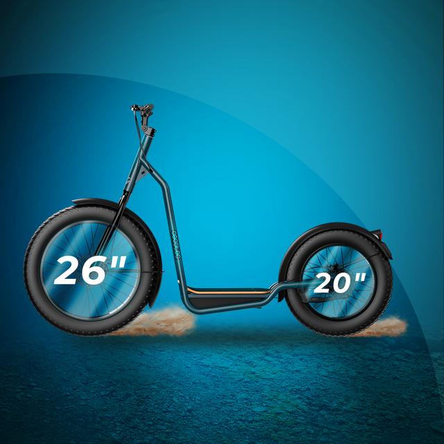 Trotón Fat Bicinete eléctrico con motor de 1300 W (1000 W nominal) y autonomía de 60 km. Rueda Fat trasera de 20" y delantera de 26". Cumple con todos los requisitos de la nueva normativa española de circulación.