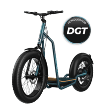 ‌Trotón Fat Footbike elétrica com motor de 1300 W (1000 W nominal) e com autonomia de 60 km. Roda Fat traseira de 20" e roda dianteira de 26". Cumpre todos os requisitos da nova regulamentação espanhola de trânsito rodoviário.