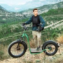 Bicinete Fat Suspension Patinete eléctrico con motor de 1300 W (1000 W nominal) y autonomía de 75 km. Rueda Fat trasera de 20" y delantera de 26" y suspensión delantera. Cumple con todos los requisitos de la nueva normativa española de circulación.