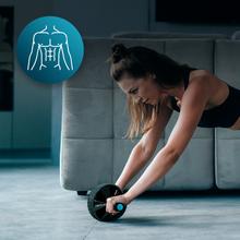 DrumFit AB Wheel Ruota per addominali per allenare il core e gli addominali. Rivestimento in gomma sulla parte esterna per una migliore presa e stabilità. Con impugnature imbottite e antiscivolo. Tappetino in gomma EVA incluso.