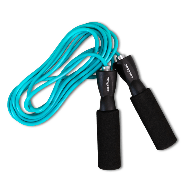 DrumFit Jump Rope Cuerda para saltar hecha de material PVC con agarres ergonómicos antideslizantes. El sistema Smooth Bearing garantiza un movimiento silencioso y fluido. 295 cm de largo.